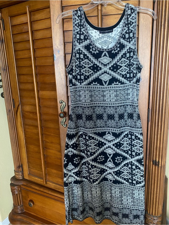 Peruvian Connection Dresses & Skirts - Peruvian Connection Black & White Aztec Midi Dress